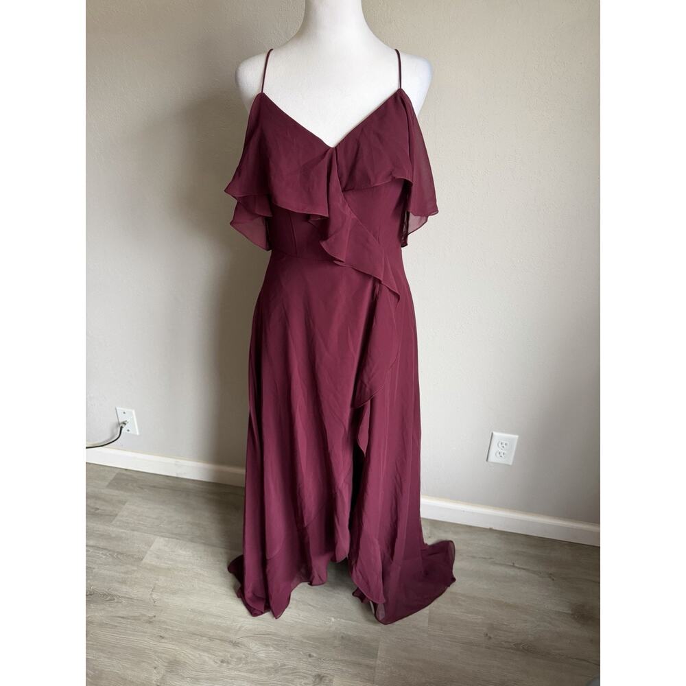 NWT Sorella Vita 9398 Boho-Inspired Bridesmaid Dress Flowy Ruffles Red Womens 12